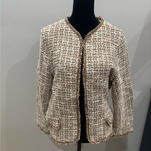 ❤️🔥❤️ Classy Max Studio Cream and Brown Tweed Blazer